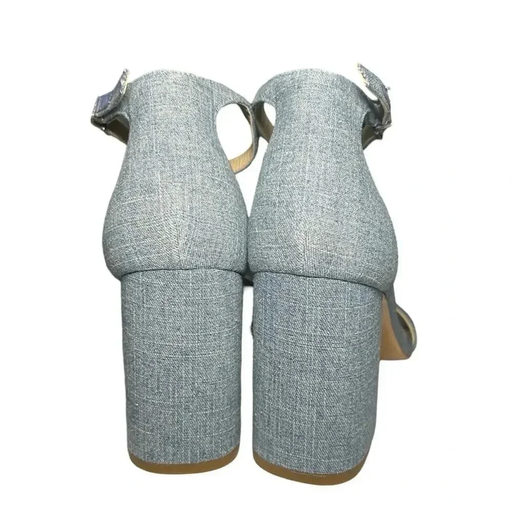 NWOT J McLaughlin Women’s Esme Denim Block Heels with Ankle Strap Blue Size 11